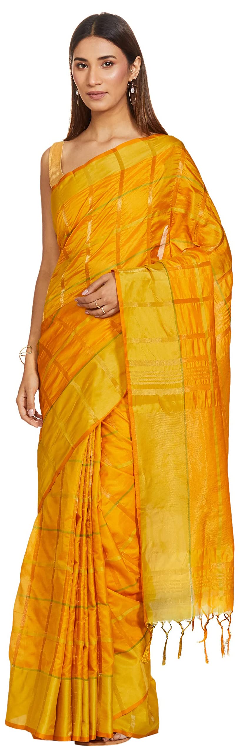 DHRUVI TRENDZWomen's Cotton Silk Solid Saree With Blouse Piece Material