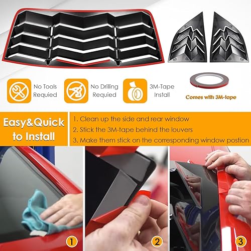 Miniatura 6 de Cubiertas para parabrisas trasero y lateral para Dodge Challenger 2008 2009 2010 2012 2013 2014 2015 2016 2017 2018 2019 2020 2021 2022 2023 estilo