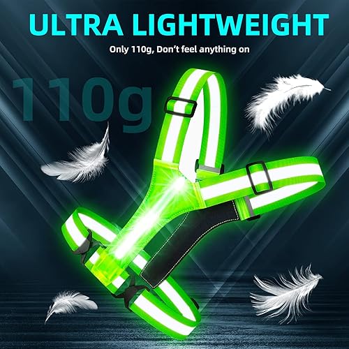 Chaleco reflectante LED, cinturón reflectante brillante con 2 brazaletes reflectores, chaleco de seguridad elástico ajustable para exteriores,