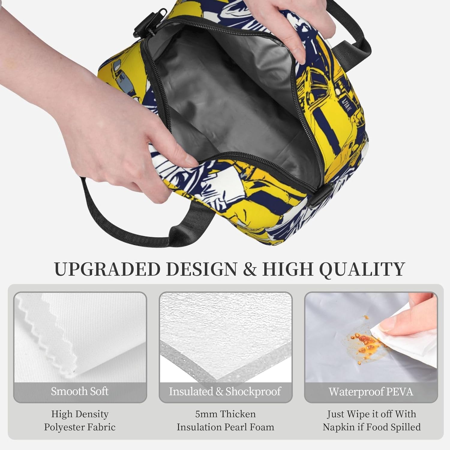 New York City Print Reusable Lunch Bag Insulated Lunch Boxes for Office Work Picnic Tote Bag Adjustable