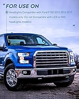 Vista 6 de Nilight Conjunto de faros delanteros compatible con Ford F-150 2015 2016 2017 de repuesto, carcasa negra, reflector ámbar, lente transparente