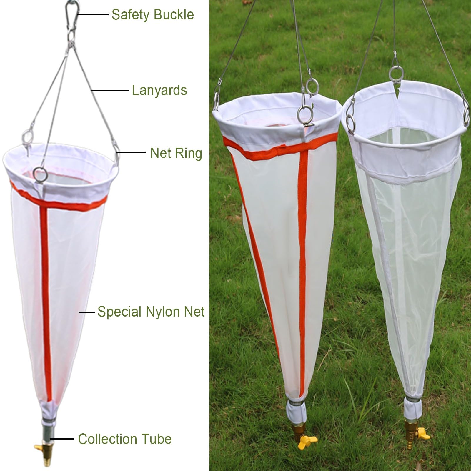Campionatore d'Acqua 125 Mesh 200 Mesh Retino per Plancton, Campionatore Portatile per la Raccolta del Plancton Diametro della Rete 21 cm, Kit di Rete per Campionamento con Corda(200 Mesh)