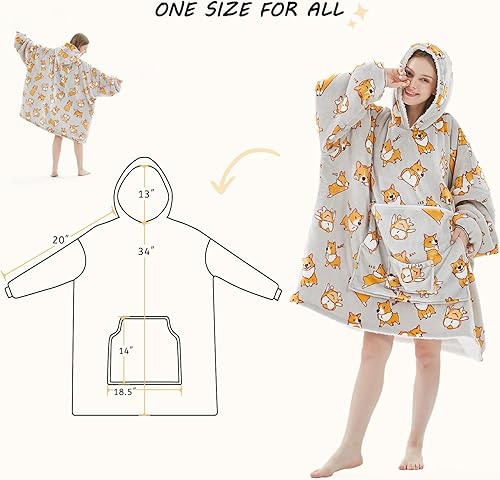 Miniatura 6 de Homemate Manta plegable con capucha para adultos, patrones cortados y divertidos, sudadera con capucha de gran tamaño para mujeres y hombres, regalo