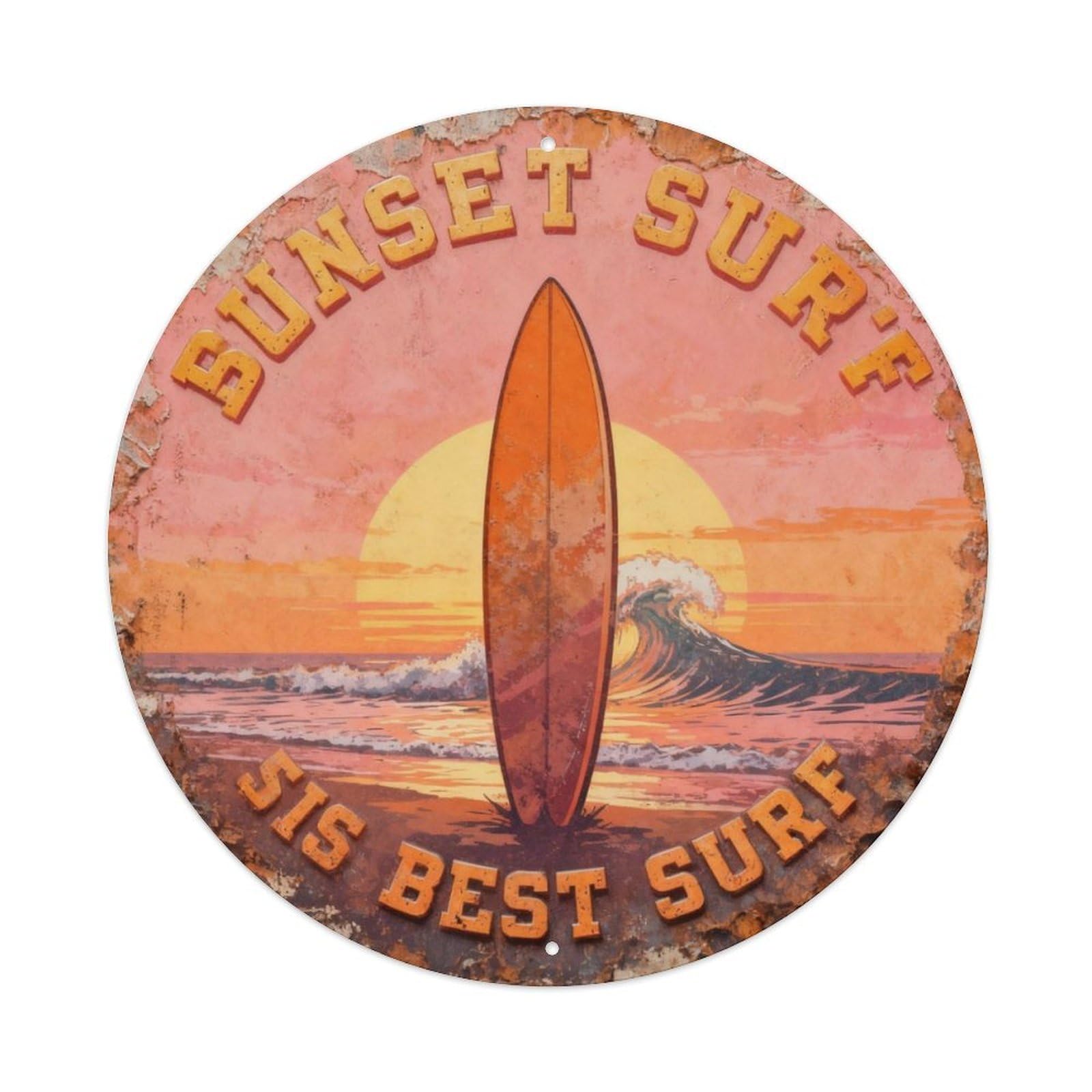 Sunset Surf Is Best Surf Metal Tin Sign Plaque
