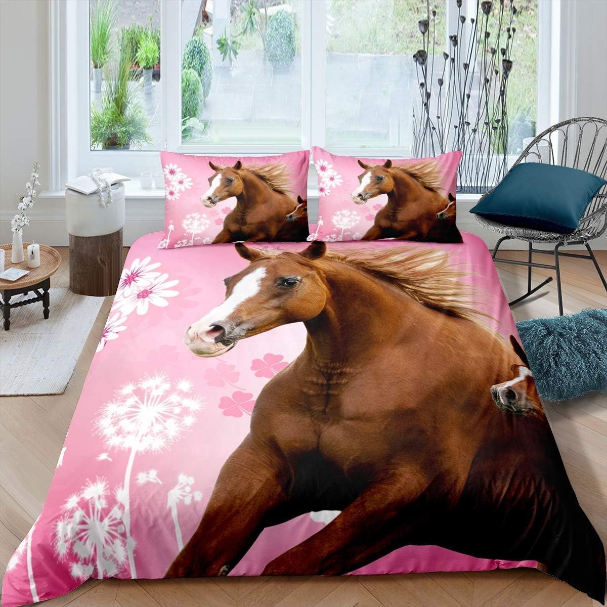 Parure de lit cheval 3D pour relooker une chambre de garçon ou un lit d'adolescent