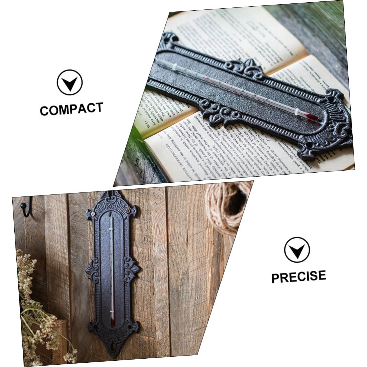 Ciieeo Raumthermometer und Hygrometer aus Gusseisen Kompaktes Analoges Thermometer für Haus Garten und Gewächshaus mit Wandhalterung und Tischaufstellung