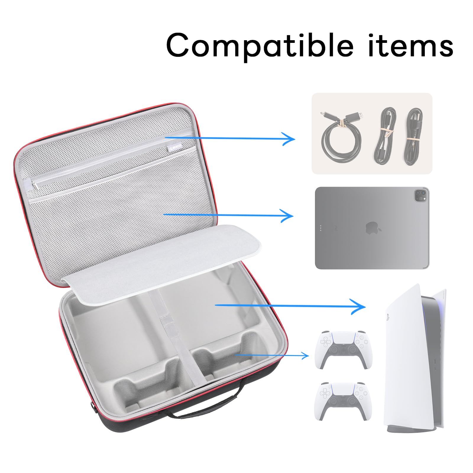 RLSOCO Funda para PlayStation5 Pro Consola,Bolsa de Viaje para PS5 Pro Consola,Mando x2,Cargador x1,Pantalla portátil x1 y Otros Accesorios