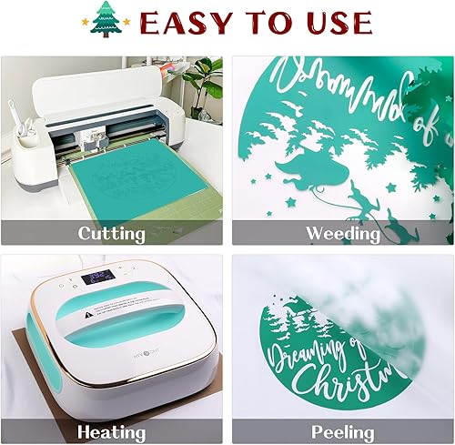 Miniatura 4 de HTVRONT Paquete de vinilo de transferencia de calor de Navidad, 16 hojas de vinilo para planchar de Navidad a cuadros de búfalo y vinilo HTV con