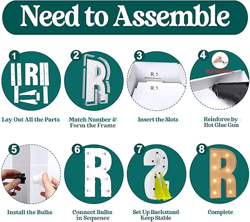 Miniatura 3 de Letras iluminadas de marquesina, letras grandes de 3 pies para decoraciones de fiesta, números de marquesina, marco de globo de mosaico, letras de