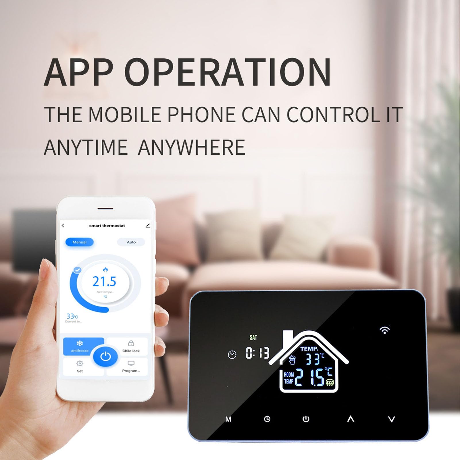 Yunseity Intelligenter Thermostat, 16 a, 4,3-Zoll-Touchscreen, Programmierbarer Digitaler Thermostat, Temperaturregler MIT App-Steuerung FUR FUßBODENHEZUNG (WiFi)