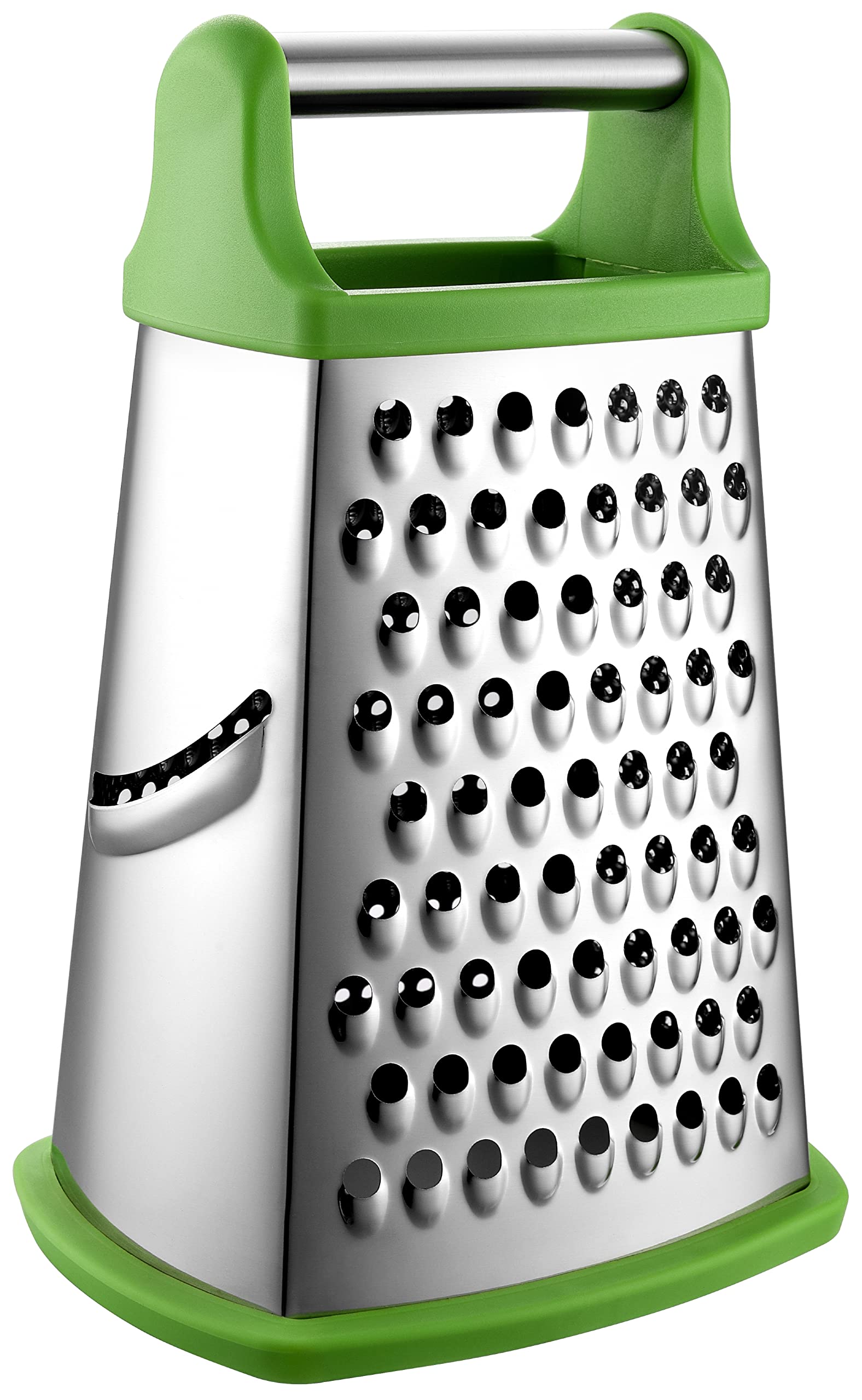 Spring ChefGreen Professional Stainless Steel XL Parmesan Cheese Grater with Handle - 4 Sided Box Grater for Kitchen - Dishwasher Safe Food Shredder for Carrot, Potato, Vegetables, Ginger, Hash Brown
