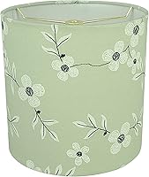 Vista 28 de Aspen Creative 31234A pantalla para lámpara de transición en forma de cilindro con diseño de araña en blanco y patrón de círculos plateados, 20,3 cm