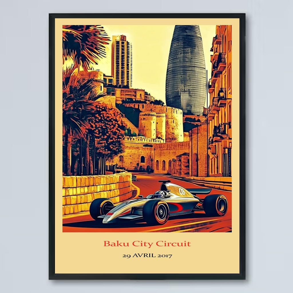 Vintage F1 Racing Baku City Circuit 29 AVRIL 2017 Poster, Race Car Print, Vintage Car Racing Poster, Race Fan Gift, Executive Office Decor, F1 Gift Idea h5hMJO