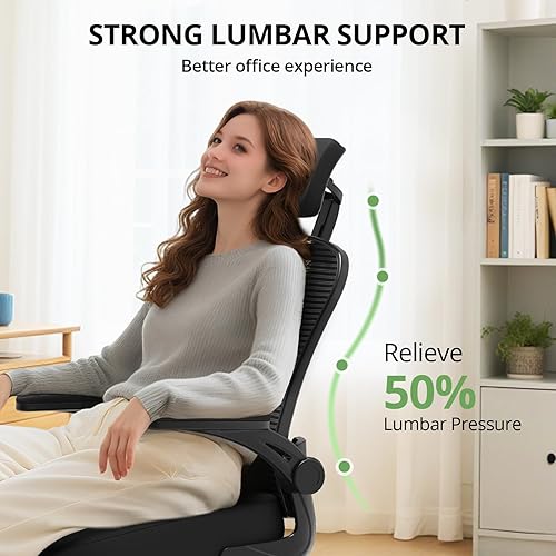 Miniatura 3 de Silla de oficina ergonómica, capacidad de 330 libras, silla de computadora con respaldo alto para largas horas, cómoda, silla ejecutiva giratoria