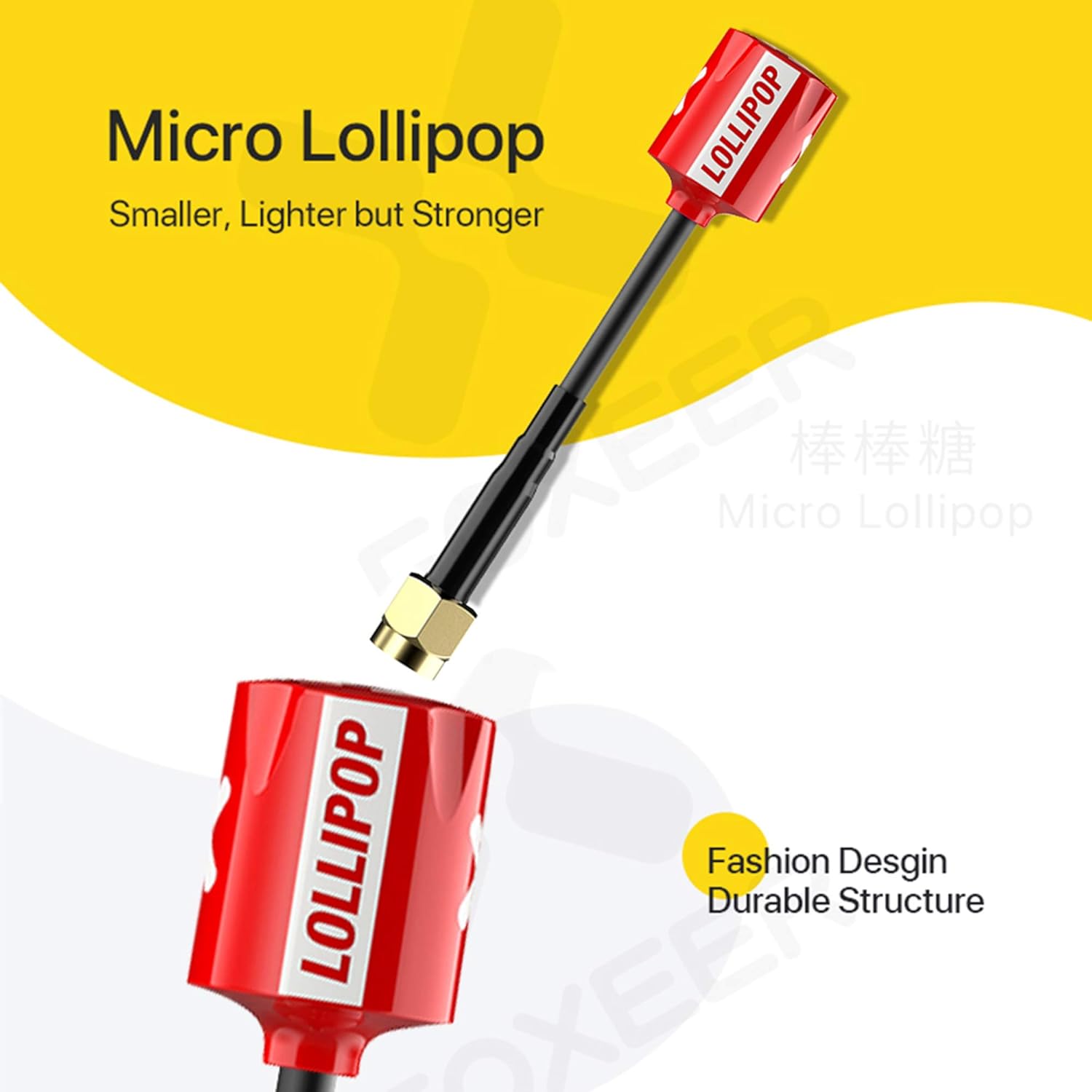 FOXEER FPV Antenna Lollipop V4 Super Mini RHCP Antenna 5.8G 2.5dBi SMA Male and Female RP-SMA Male for RC Drone FPV Racing Quadcopeter Multicopter TX/RX (2pcs,Red)