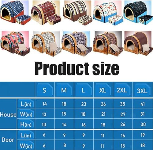 Miniatura 6 de Cama para perros o gatos, 2 maneras de usar, casa para mascotas de interior con alfombrilla esponjosa, funda extraíble y lavable, casa a prueba de