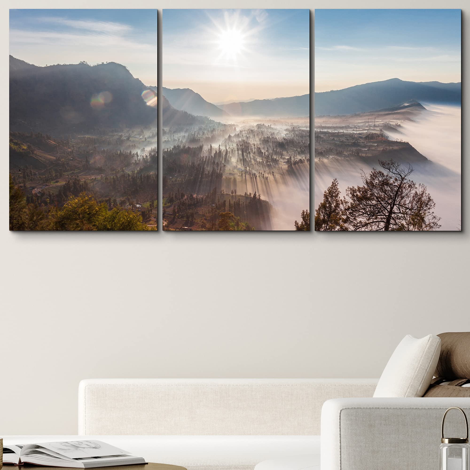 Amazon.com: wall26 Canvas Print Wall Art Set Sunshine Over Volcano