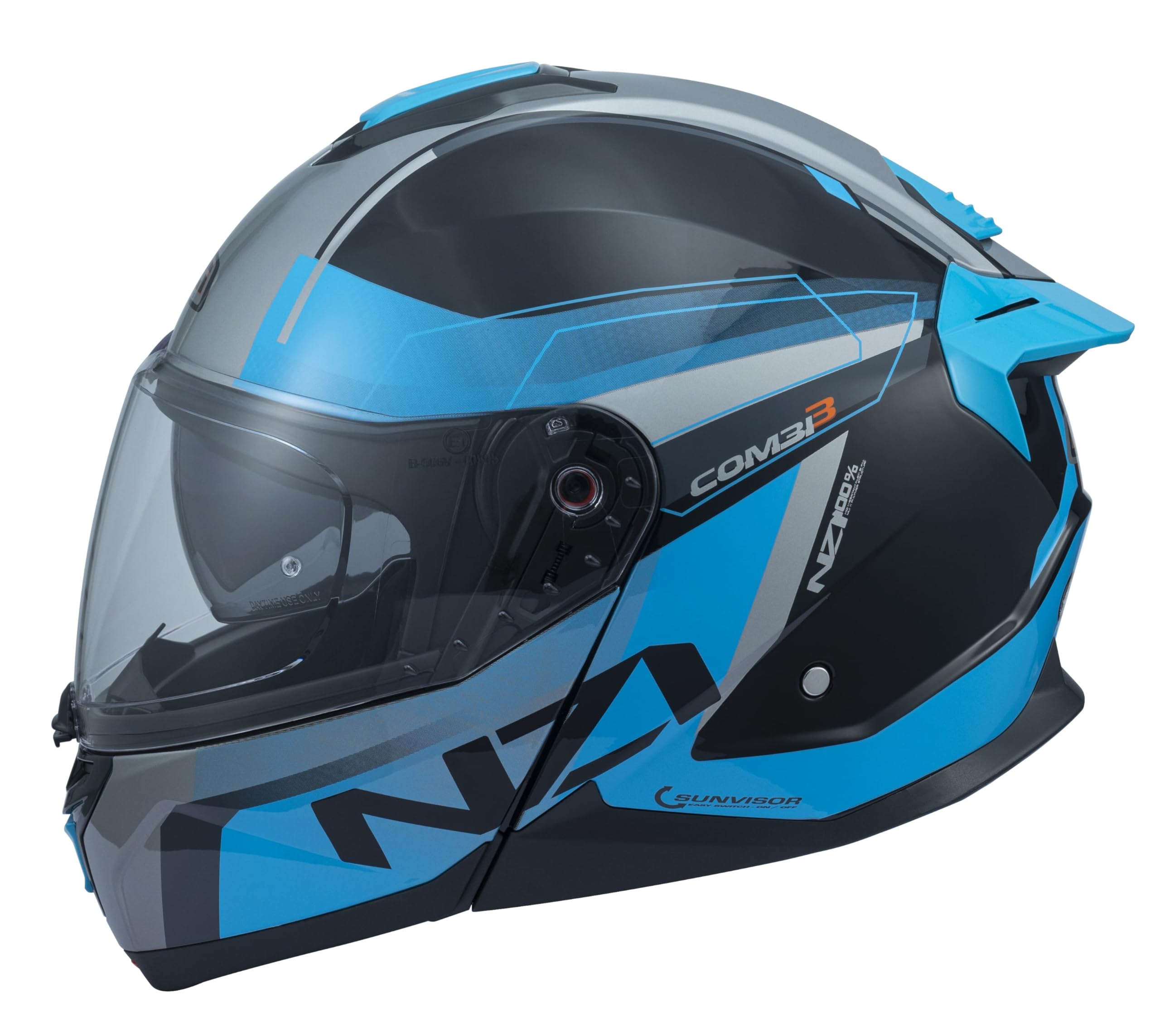 NZI Combi 3 Duo Daily Antra&Black&Blue Casco Modular para Motocicleta