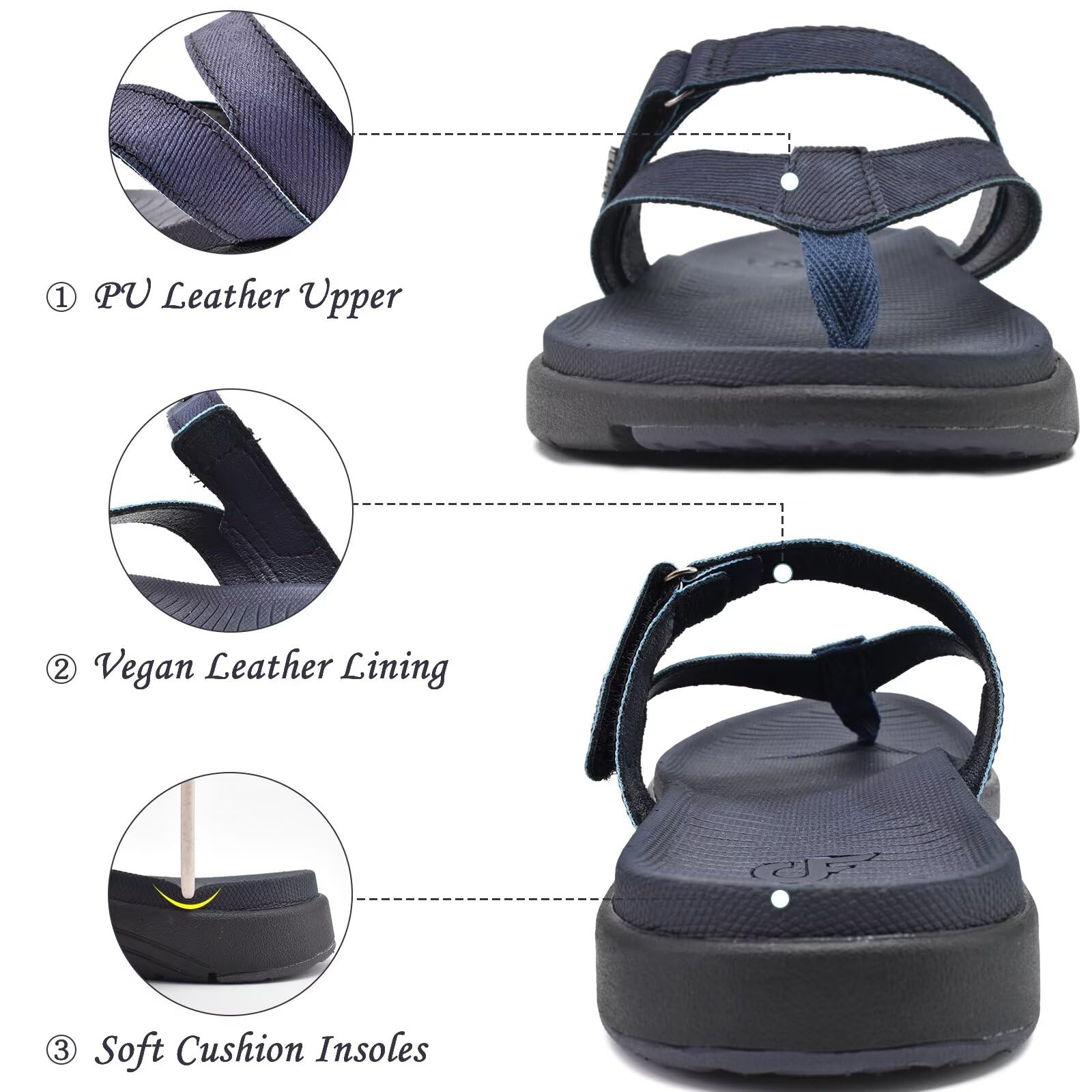 COFACE Infradito Donna Moda Ortopediche Estive Comode Pelle Cuoio Supporto Arco Plantare Flip Flop Doccia Spiaggia Piscina Aperte Leggere Eleganti Ciabatte Antiscivolo Gomma Suole