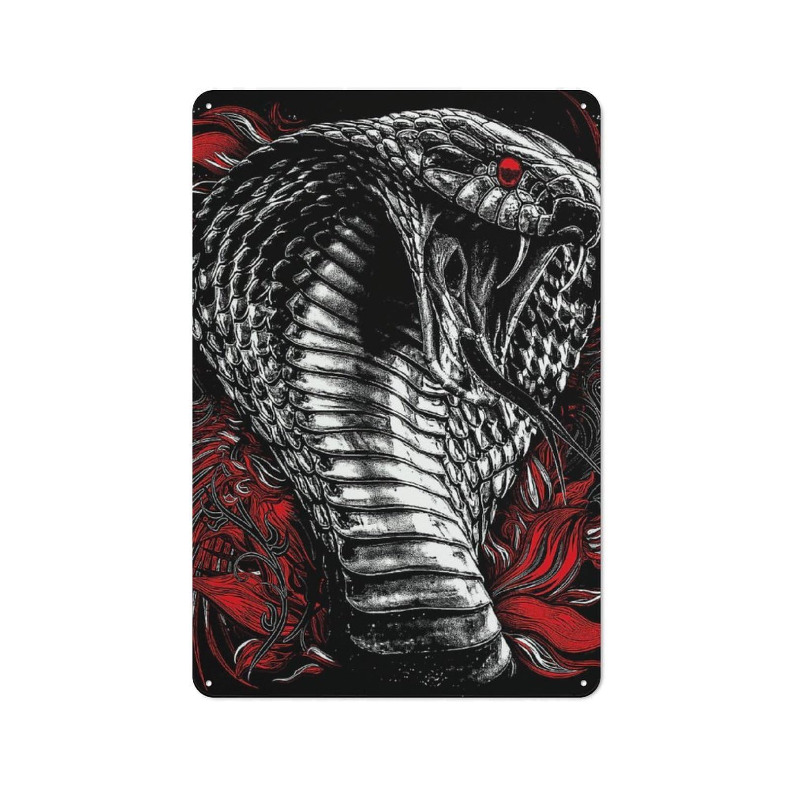 Garage Style Decorative Metal Plaque 30x20cm Featuring Cobra, Garage Wall Decor for Garage, Workshop, Shed Or Utility Room