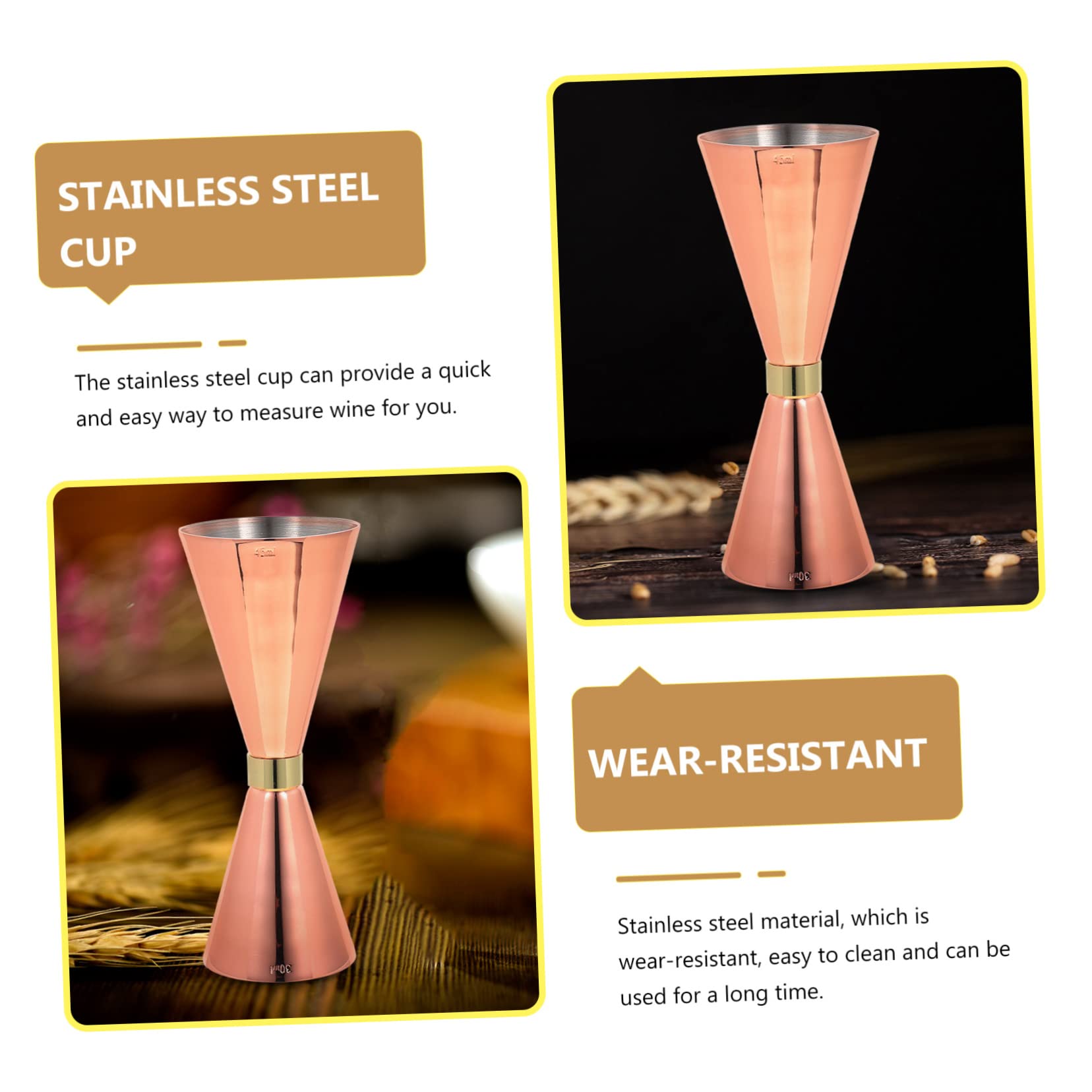 Cabilock Lot De 3 Doseurs À Cocktail En Acier Inoxydable Tasses De 1 Oz Tasses À Mesurer Pour Barman Double Tasse À Vin Pour Usage Domestique