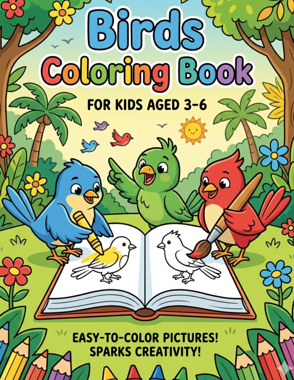 Birds Coloring Book for Kids 3–6: Fun Feathered Friends to Color: Cute Bird Illustrations for Preschoolers and Toddlers – Big, Bold, Simple Pages for Little Hands