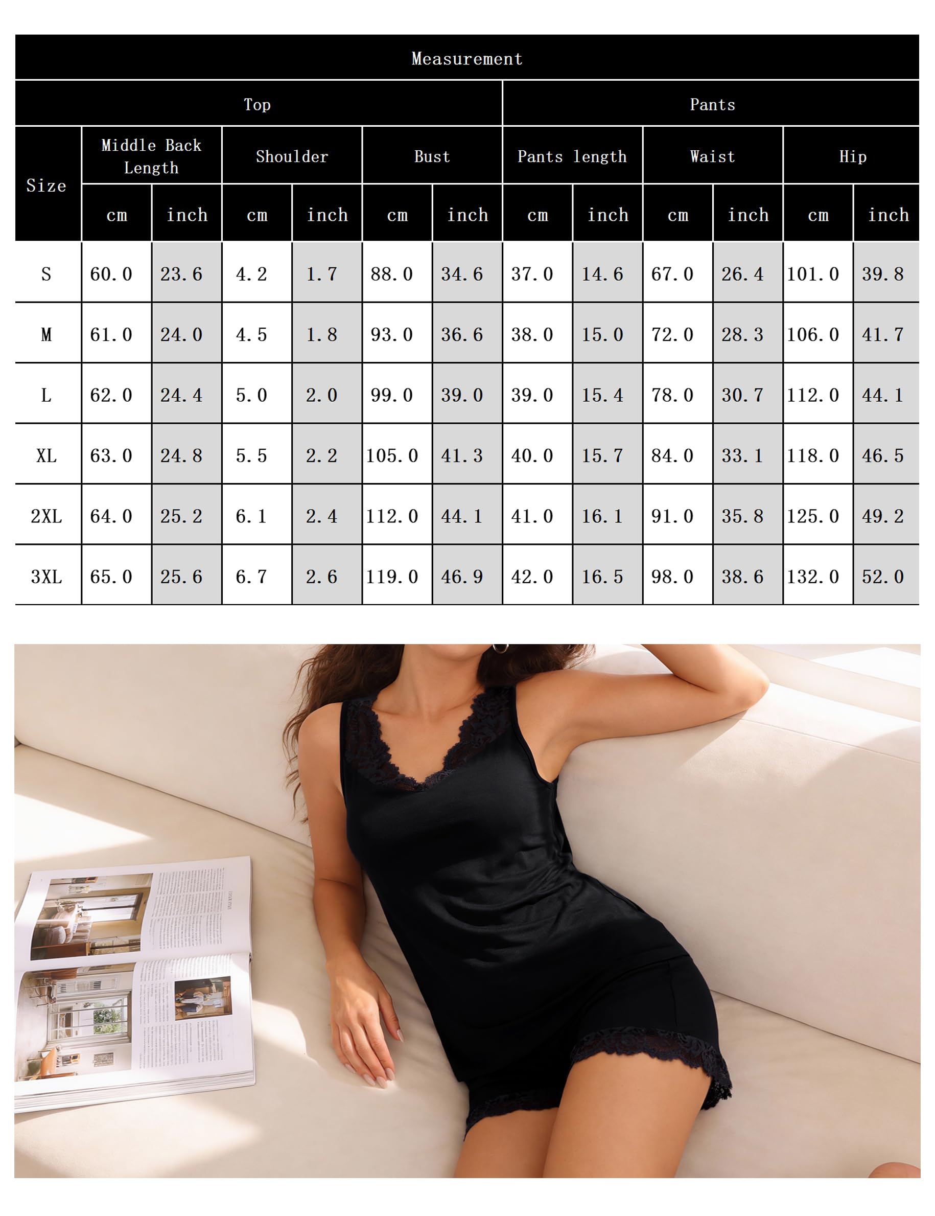 Demegimi Kurzer Schlafanzug Damen Sexy Pyjama Damen Kurz Sommer Nachtwäsche Damen Set aus Baumwolle mit V Ausschnitt Spitze Ärmellos Zweiteilig Bequem für Warme Nächte S-XXL