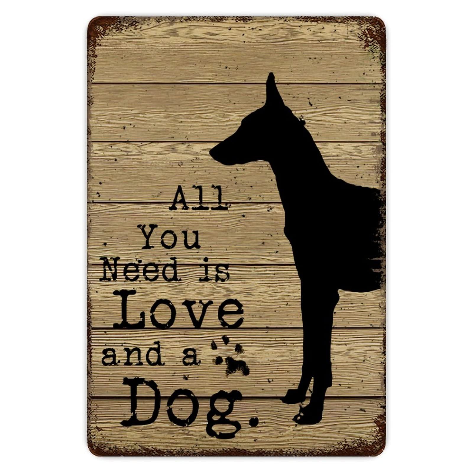 ENEDNATE Rustic Aluminum Sign All You Need Is Love And A Dog Tin Metal Sign Retro Home Kitchen Room Wall Door Hanger Decor Sign 8x12 inch