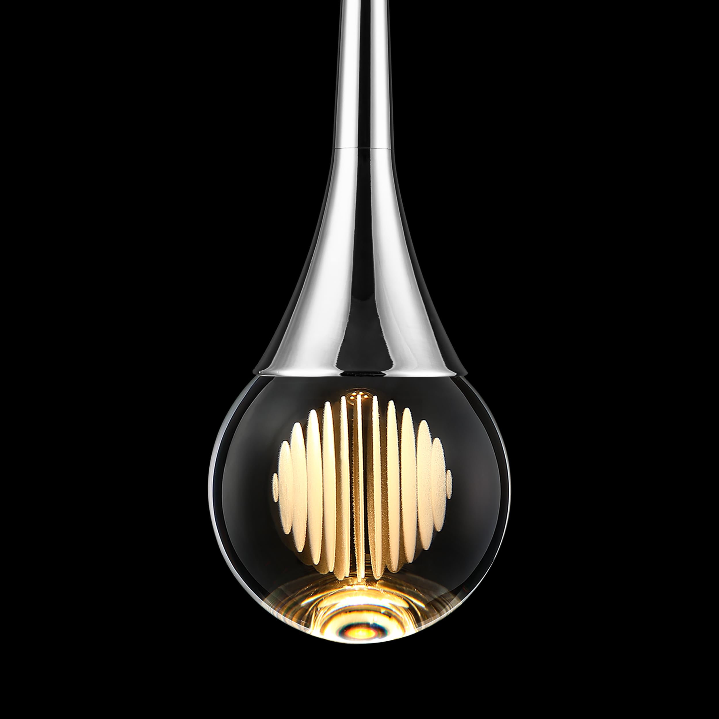 Untrammelife 1-Light Pendant Lights Kitchen Island, 8W 3 Color Temperature Dimmable LED Pendant Light Fixtures, Silver Hanging Globe Crystal Teardrop Pendant Lights for Bathroom, Bedroom