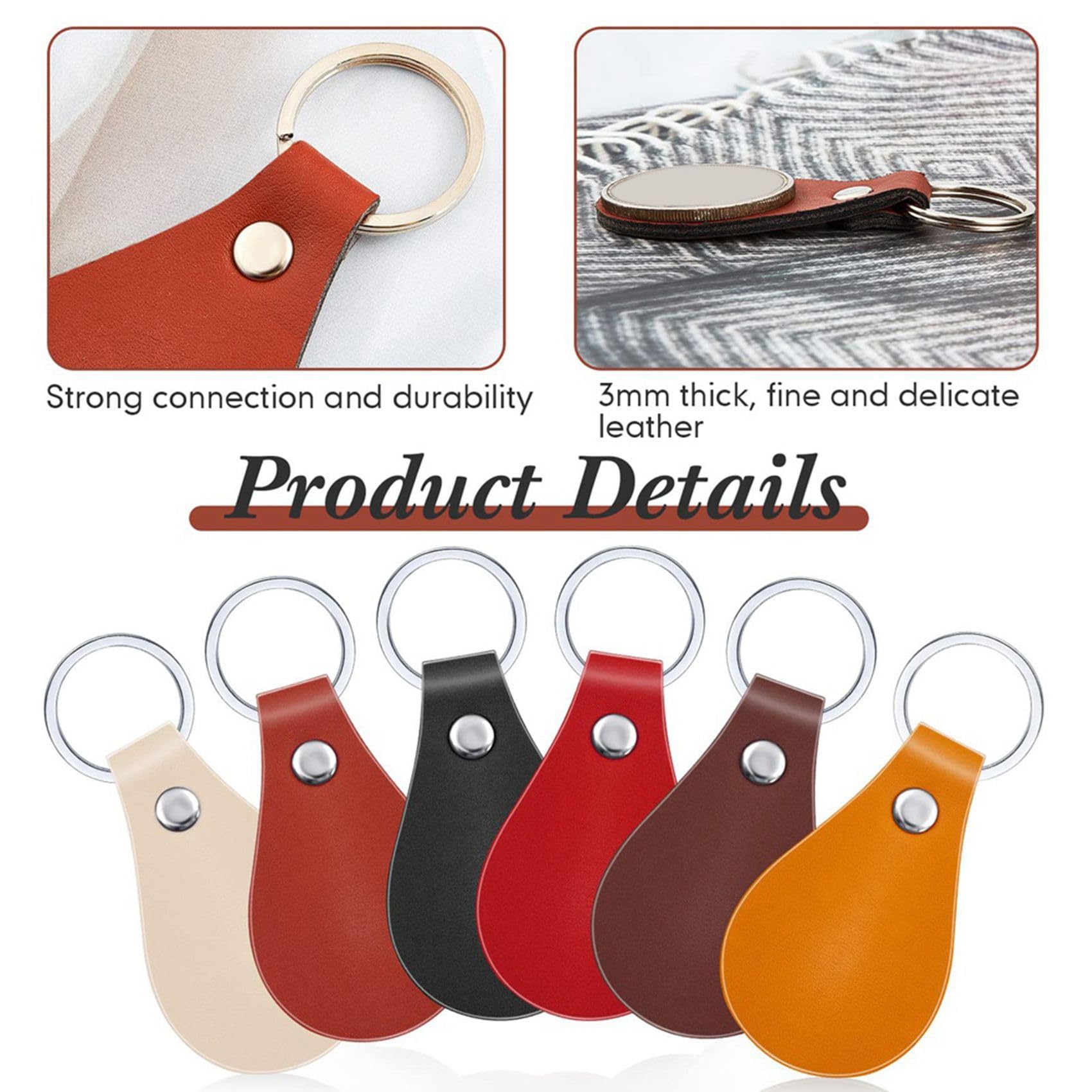 180-częściowy zestaw breloków do kluczy ze skóry PU, skórzane breloki do kluczy z nitami i kółkami do kluczy, skórzane breloki do kluczy do samodzielnego grawerowania laserowego