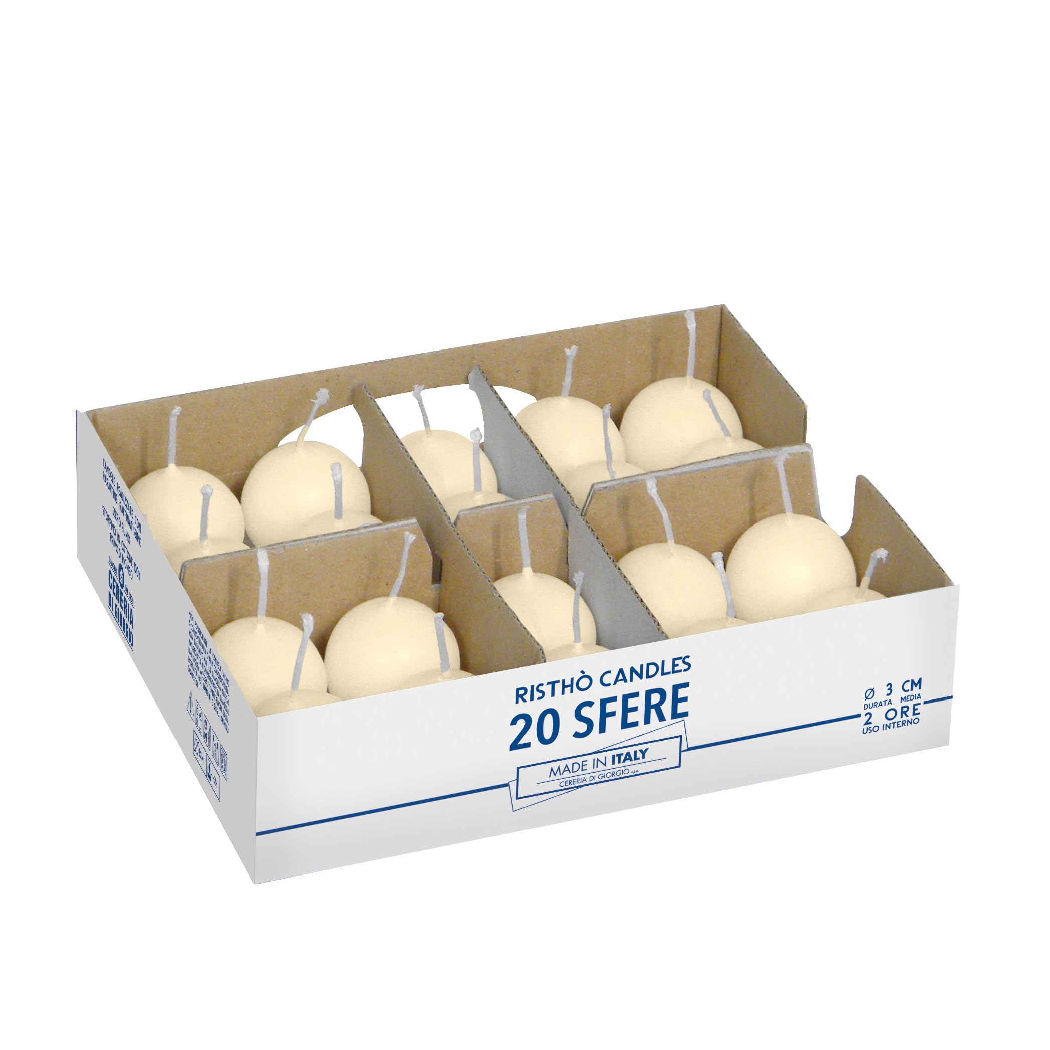 Candele Sfera Risthò - 20 Pezzi Rosso | Cera Per Bomboniere E Centrotavola | Fatte In Italia | Durata 2 Ore - Foto 6