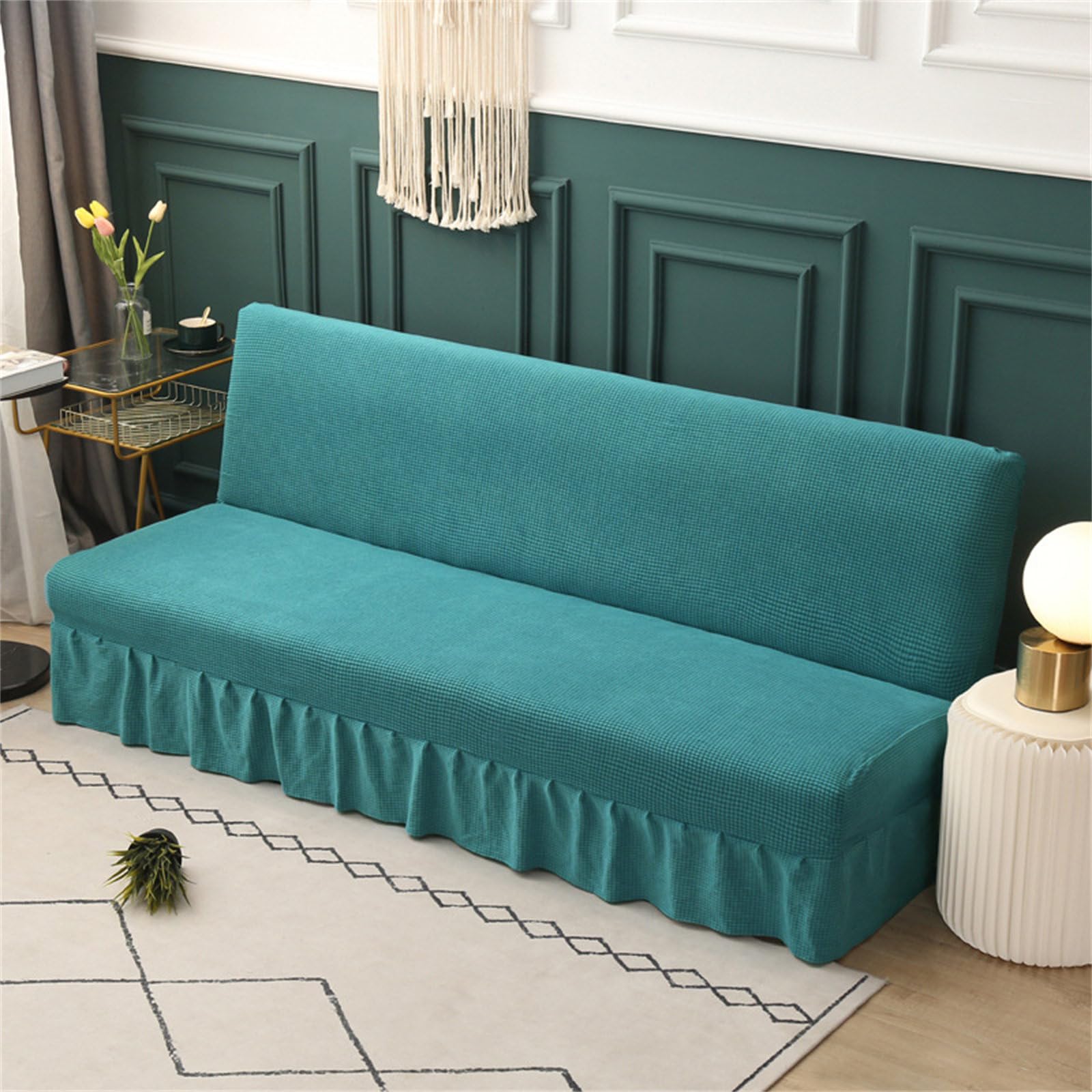 Housse de canapé extensible élastique antidérapante vert aqua 3 places