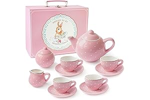 Jewelkeeper Toddler Toys Tea Set for Little Girls - 13 pcs. Porcelain...
