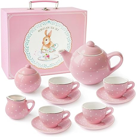 Jewelkeeper Toddler Toys Tea Set for Little Girls - 13 pcs. Porcelain...