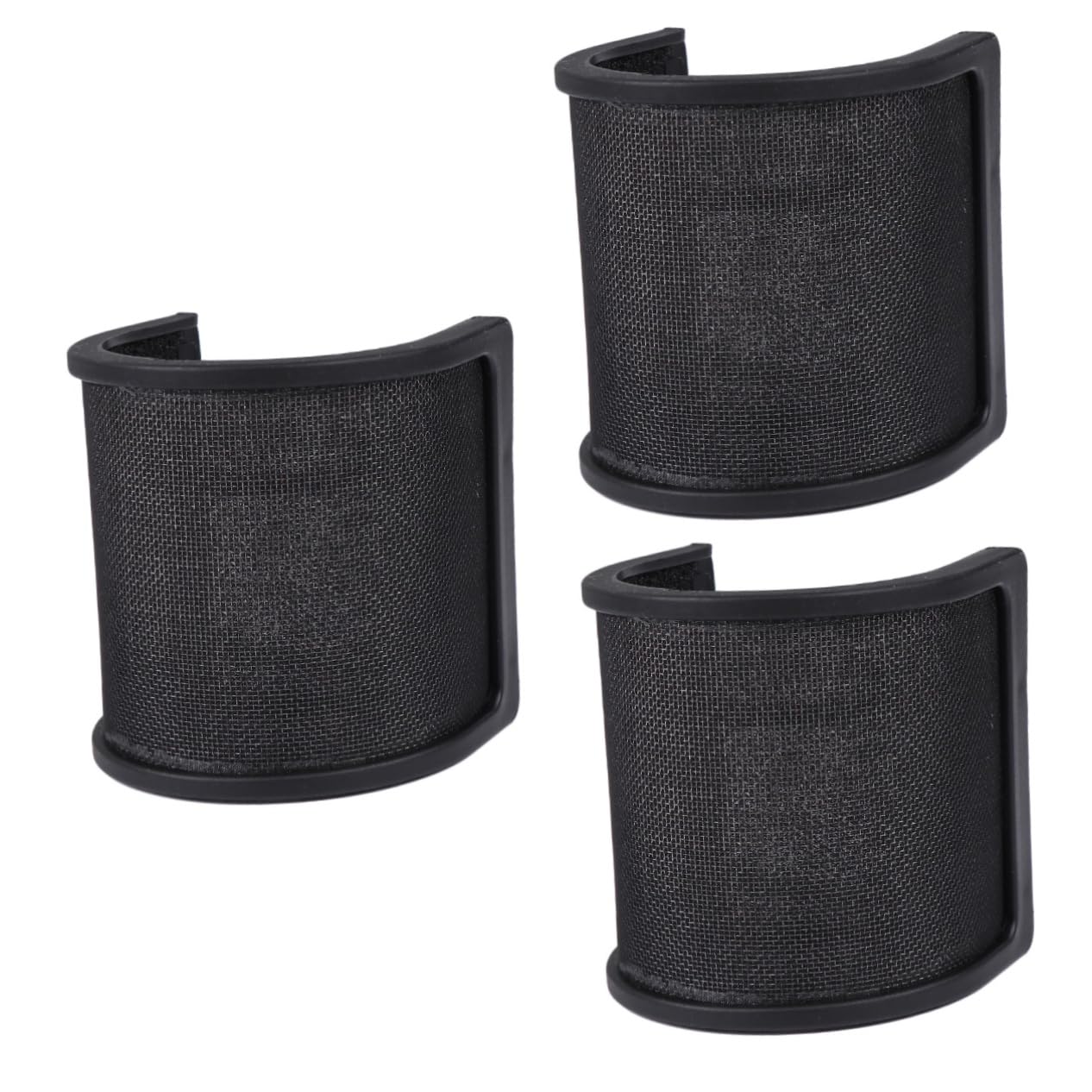 SUPVOX 3pcs triple layers microphone cover microphones microphone isolation shield metal strainer handheld microphone mic filter shield wind screen filter metal net Enclosures safety mask