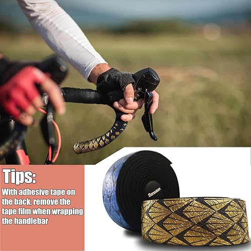 Miniatura 5 de Senston Cintas de manillar de bicicleta de carretera EVA 2 rollos, cinta para manillar de bicicleta, color azul