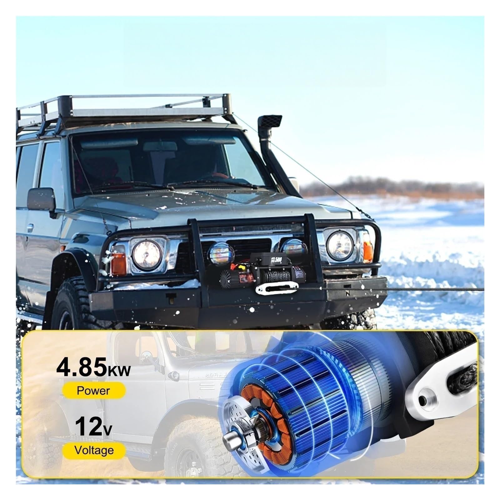 13500 LBS Wciągarka Elektryczna 12V 27M/92FT Syntetyczna Lina Holownicza Podnoszenie Treuils Pasuje Do Przyczepy Samochodowej 4X4 Ciężarówka ATV elektryczny Wciągnik łańcuchowy