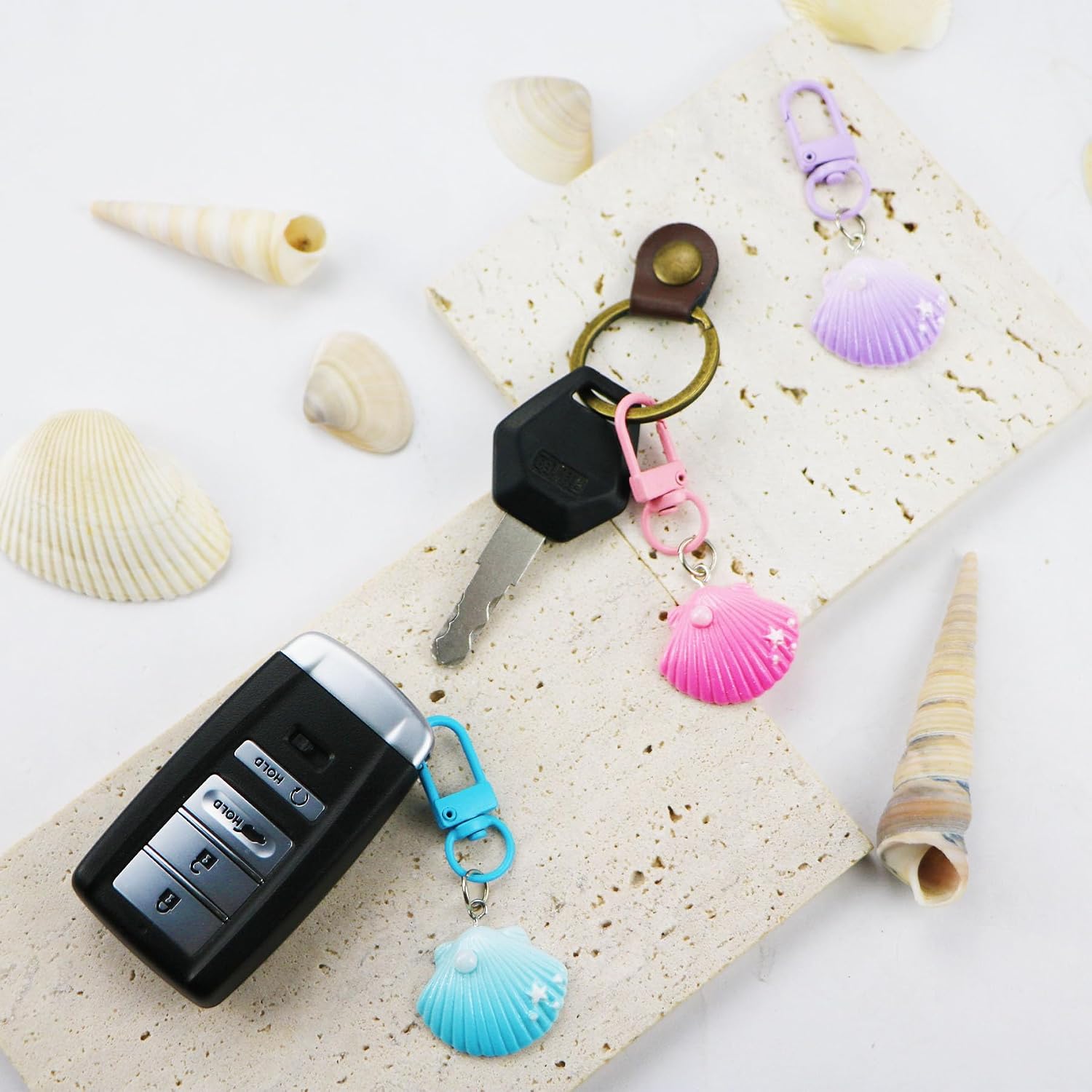 Acrylic Star Keychain Decoratives Candy Color Bells Pendant Accessories for Car Keys Purse Lanyards Dog Collar DIY Craft image 2