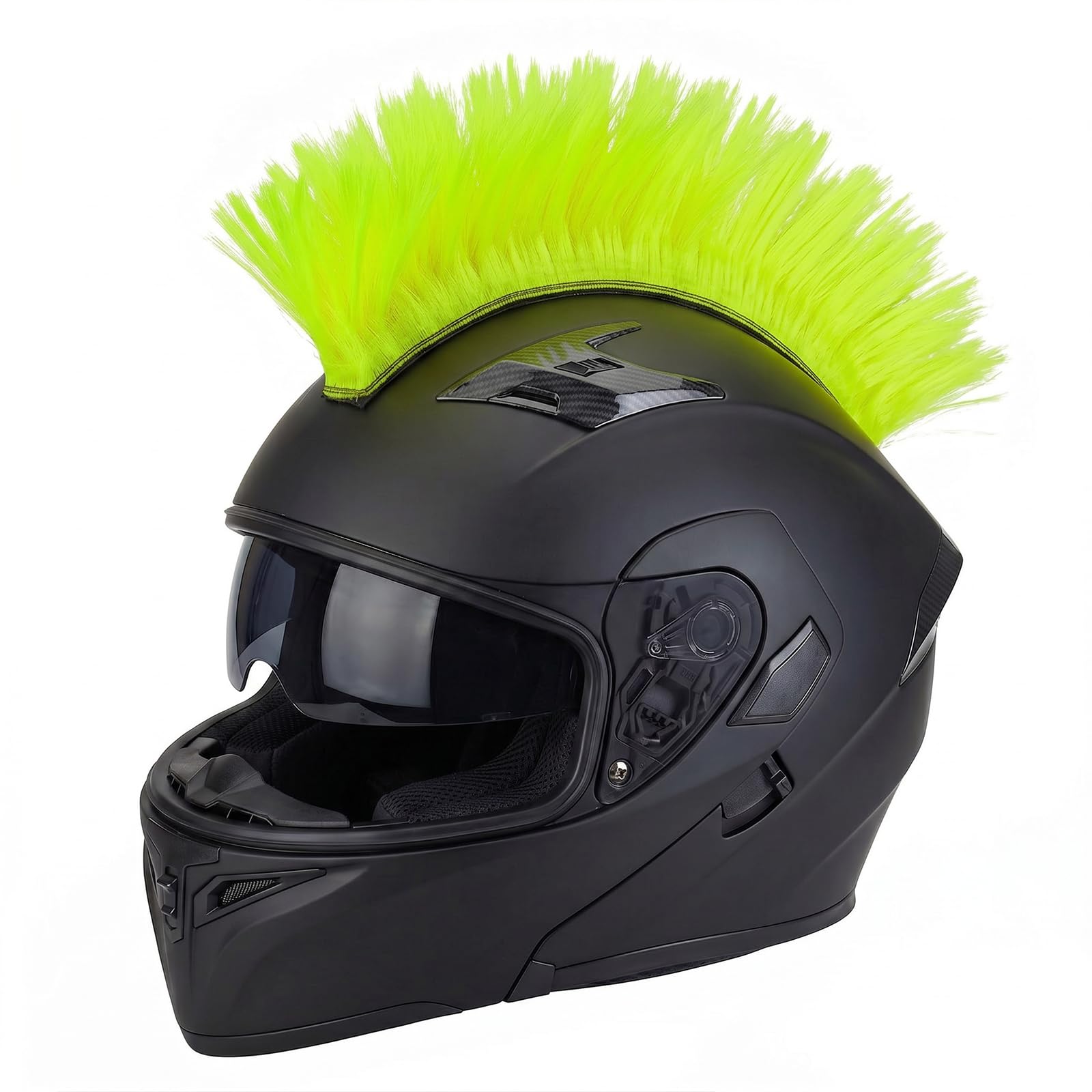 Faxianther Helmet Mohawk Hawk Cosplay Wig Helmet Accessory for Motorcycle Bicycle Ski Snowboard Helmets Hair Decorations (Helmet not Included) (Green)