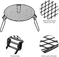 Vista 3 de REDCAMP Parrilla de fogata plegable para estufa sola, trípode de hoguera de hierro portátil con parrilla de acero para fogata, horno holandés