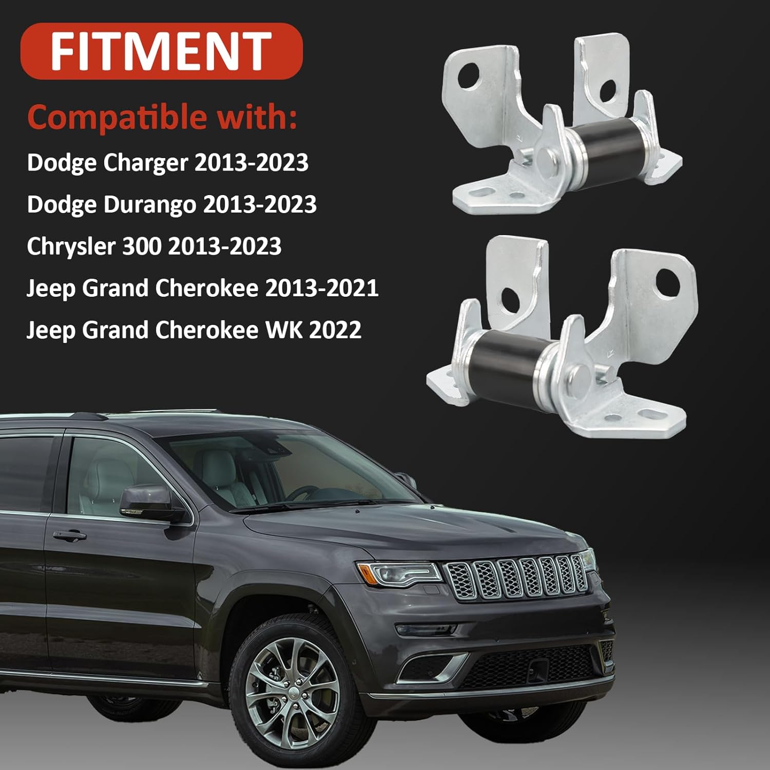 Driver & Passenger Side Front/Rear Lower Door Hinge Compatible with Dodge Charger Durango Chrysler 300 2013-2023, Jeep Grand Cherokee 2013-2021 Replace# 55113665AI 55113664AI