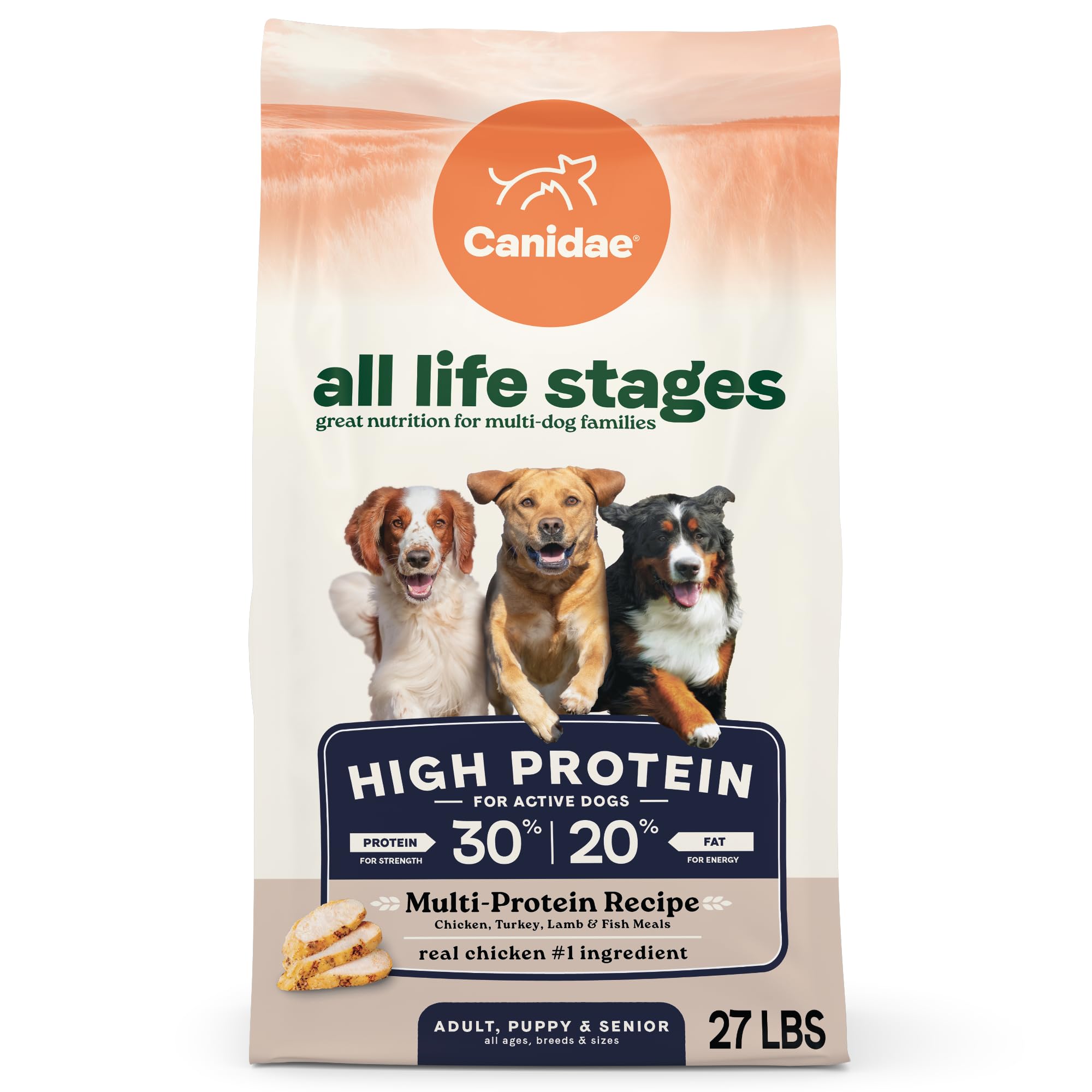 Canidae All Life Stages High Protein Multi-Protein Recipe with Chicken, Turkey, Lamb, and Fish – 27 lbs.