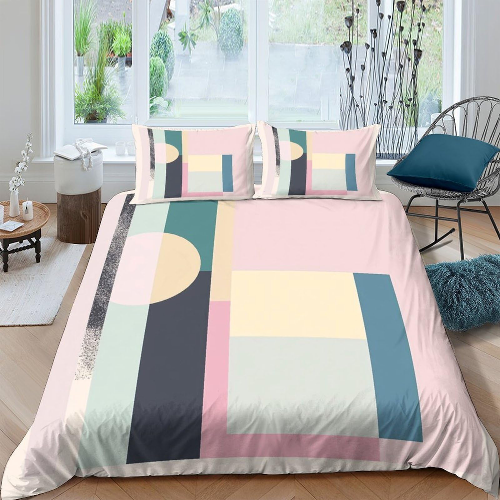 Ctjqhvkz Style-3 3D Printed Geometric Pastel Fitted Sheet Microfiber Soft Abstract Bed Cover For Bedroom Guestroom Dorm Mattress Decor Single（135X200cm）