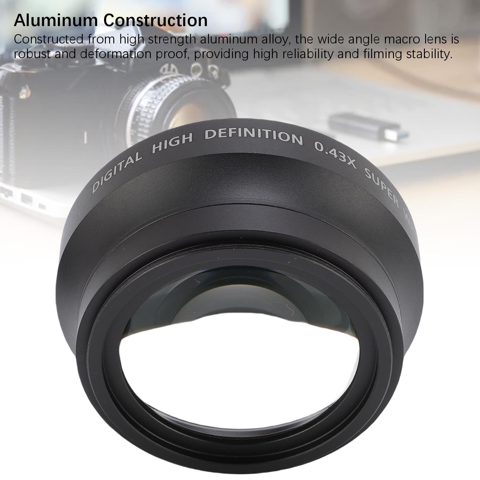 Obiektyw Makro o Szerokości 0,43x 67 Mm Dodatkowy Soczewki do Fotografii Aparatu z Powłokami Wielowarstwowymi HD Aluminium Aluminium Construction