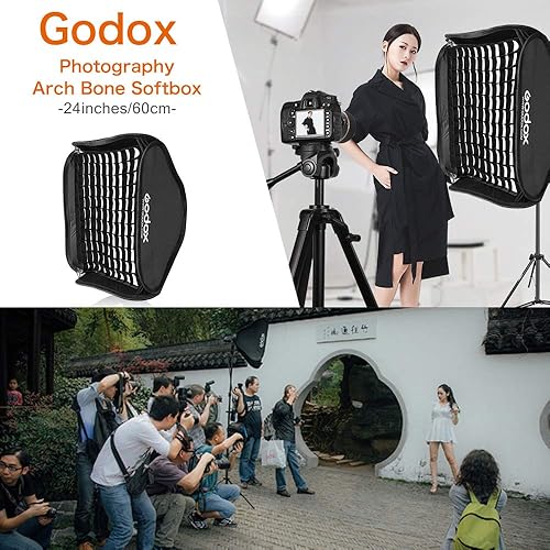 Miniatura 6 de GODOX Caja de luz plegable de rejilla 23.6x23.6 in 24x24in con soporte de flash S2 soporte Bowens Mount para estudio flash fotografía Speedlight