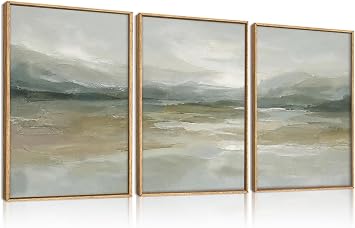 BINCUE Sage Green Abstract Wall Art,Textured Neutral Wall Decor For Bedroom