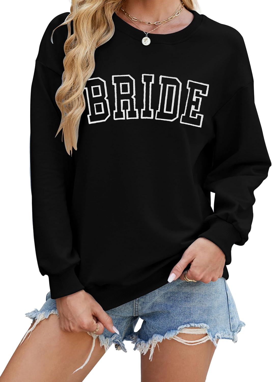 MYHALF Bride Sweatshirt Women Bachelorette Party Shirt Embroidered Bride Pullover Future Mrs Gift Long Sleeve Wedding Top - Image 6