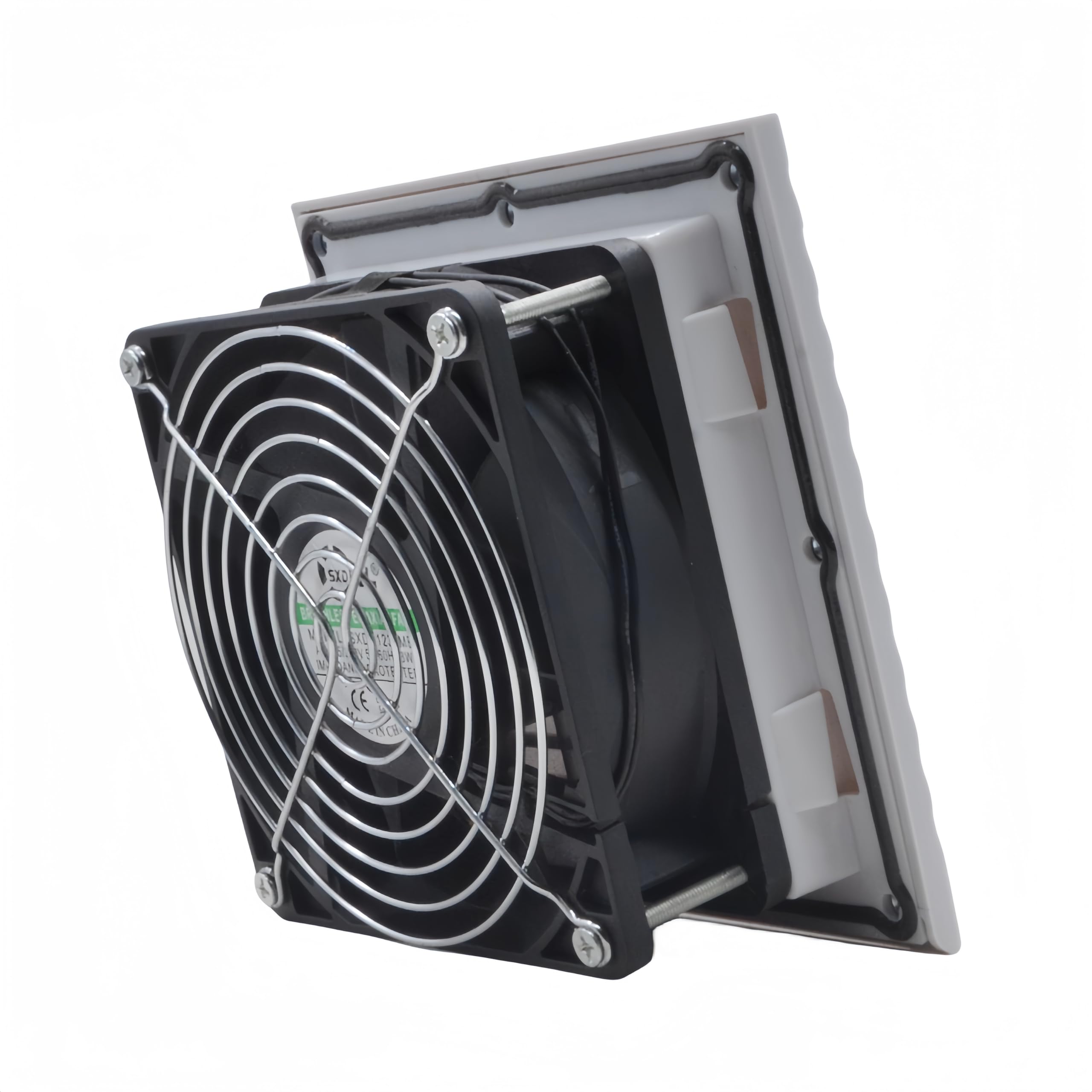 #803 - Kit de filtro de ventilación de gabinete blanco de 150 x 150 mm con ventilador de refrigeración de 120 mm x 38 mm CA/EC 115 V/230 V, a prueba de polvo e impermeable, para ventilación de