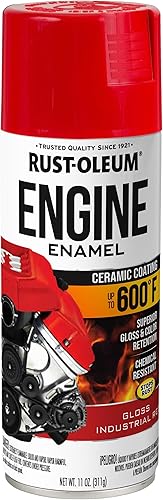 Rust-Oleum 366432 Pintura en aerosol de esmalte para motor, 11 onzas, rojo industrial brillante