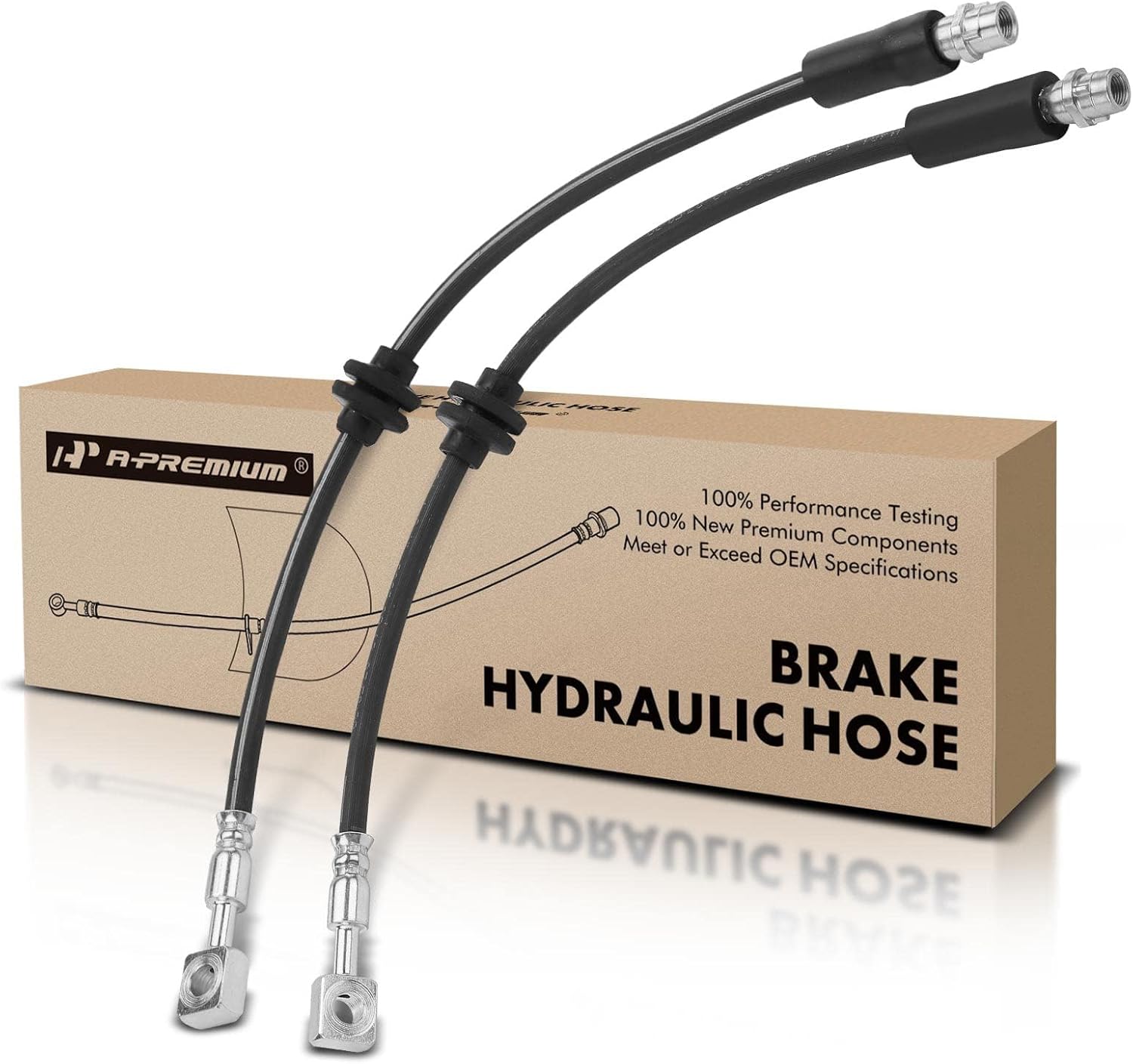 A-Premium Front Driver and Passenger Brake Hydraulic Hoses Compatible with Select Chevy and Buick Models - Trax 2014-2018, Encore 2013-2019 - Replace# 95442142, 95442143(Pack of 2)